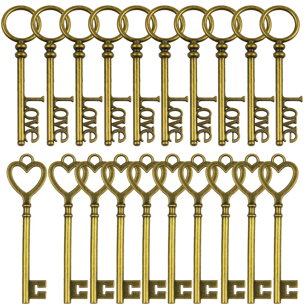 9352 20Pcs Large Vintage Skeleton Key Charms Pendant Jewelry Making, Mixed
